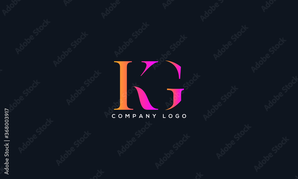 Abstract creative minimal and unique alphabet letter icon logo KG