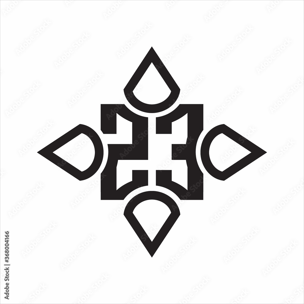 Obraz premium ZE Logo monogram with four cone rounded by the shape design template on white background