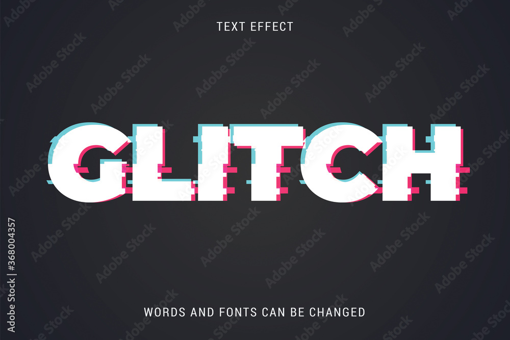glitch text effect 100% editable vector image Stock Vector | Adobe Stock