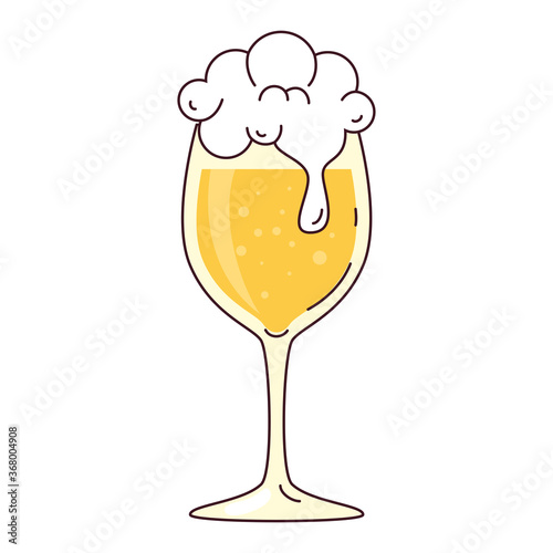 cup glass of beer with froth on white background vector illustration design