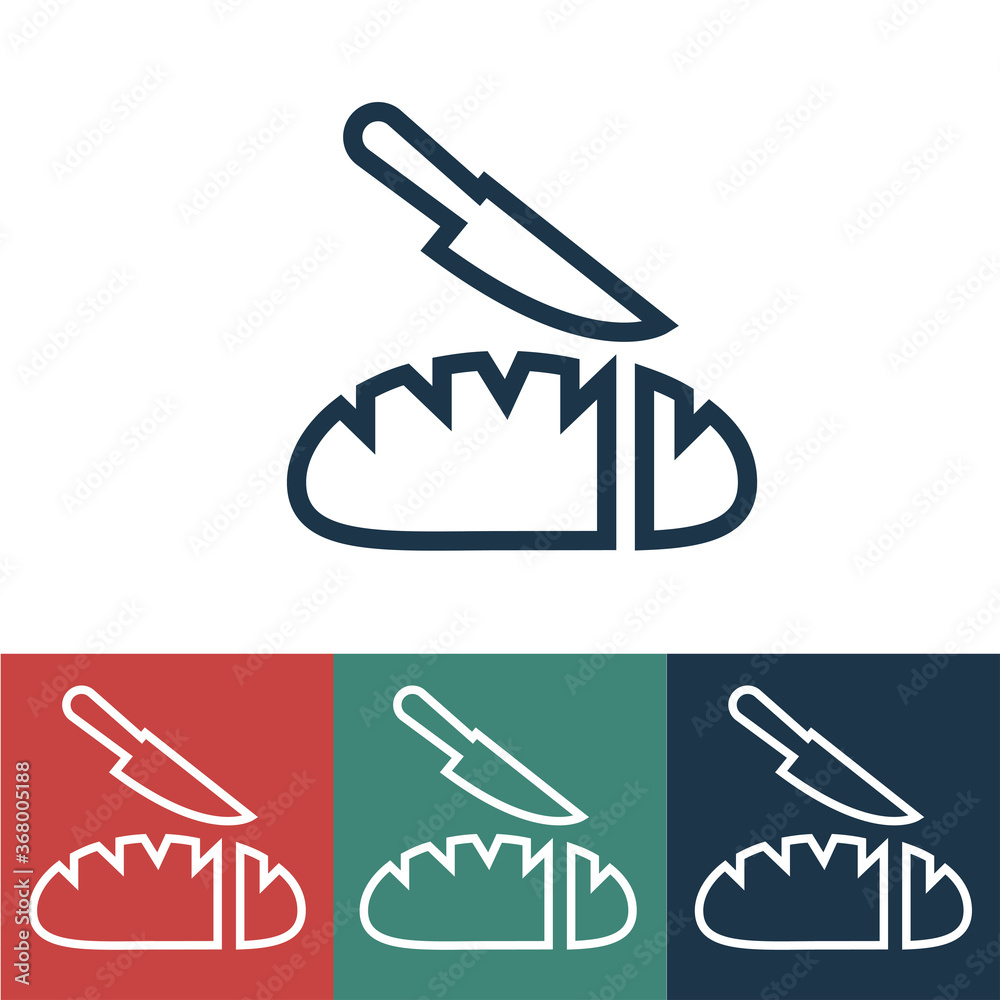 Obraz premium Linear vector icon with sliced bread