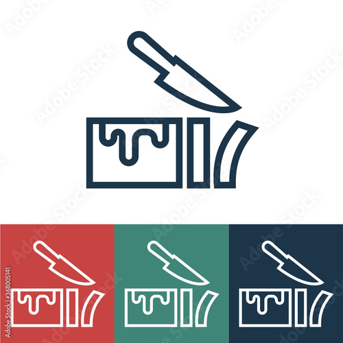 Linear vector icon with roll and knife