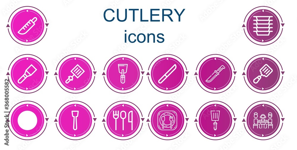 Editable 14 cutlery icons for web and mobile Editable 14 cutlery icons for web and mobile