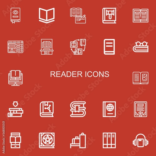 Editable 22 reader icons for web and mobile