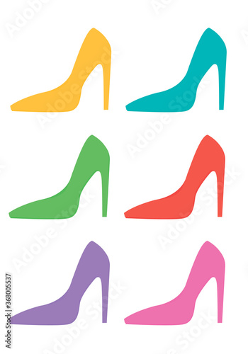 collection of footwear silhouettes isolated on white background