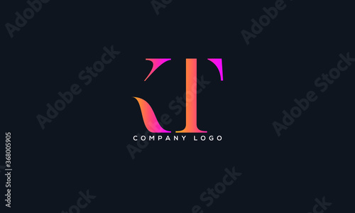 Abstract creative minimal and unique alphabet letter icon logo KT
