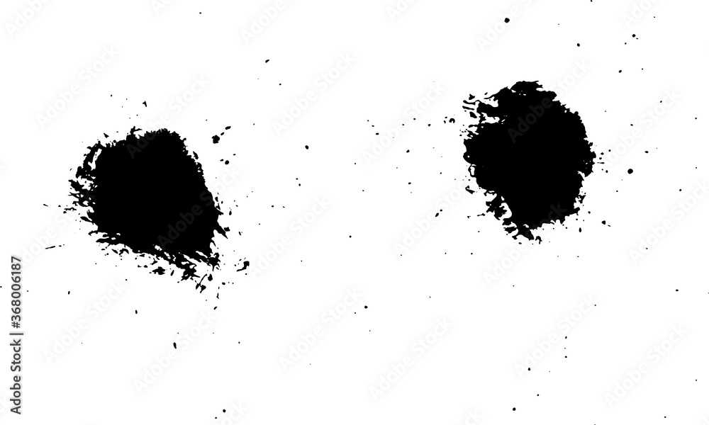 Black ink stain. Graphic element. Grunge style. Dirty tinsel. Grunge splashes.