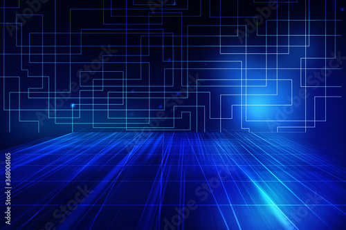 2d illustration Abstract futuristic electronic circuit technology background