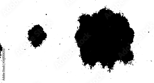 Black ink stain. Graphic element. Grunge style. Dirty tinsel. Grunge splashes.