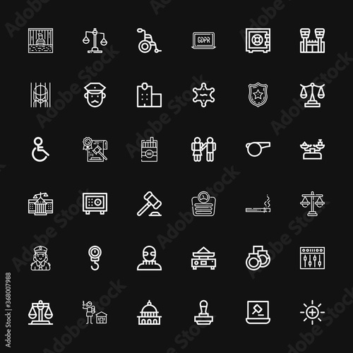 Editable 36 law icons for web and mobile