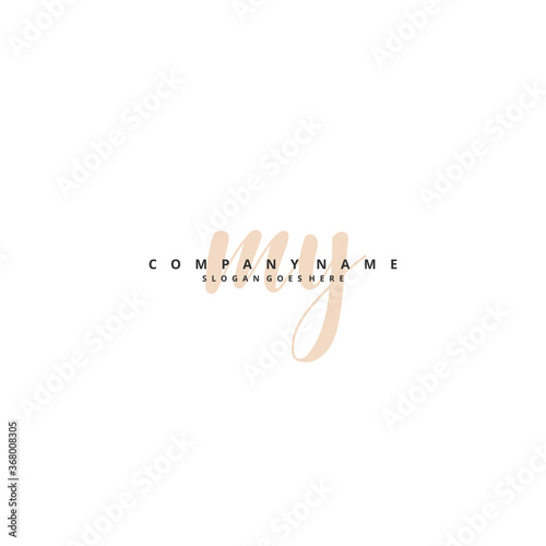 M Y MY Initial handwriting and signature logo design with circle. Beautiful design handwritten logo for fashion, team, wedding, luxury logo.