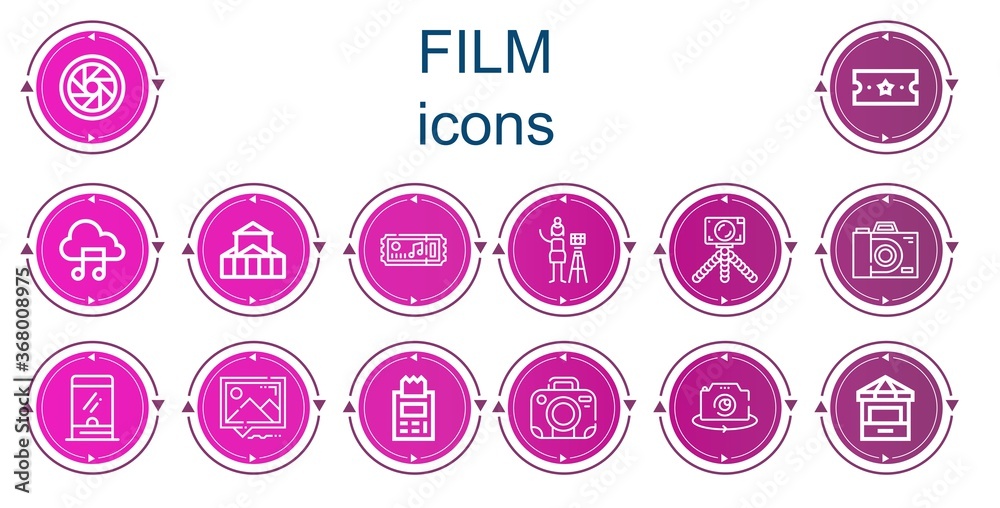 Editable 14 film icons for web and mobile Editable 14 film icons for web and mobile