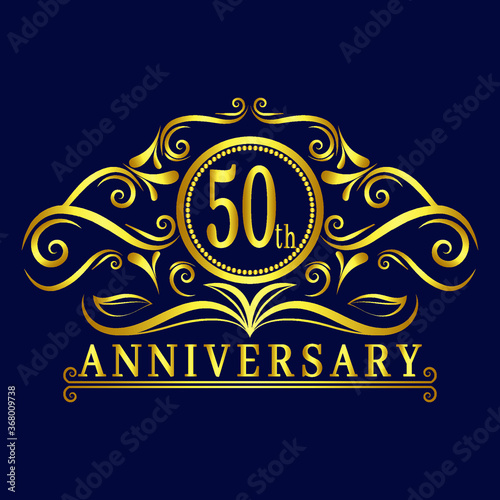 50 years Anniversary logo, luxurious 50th Anniversary design celebration.
