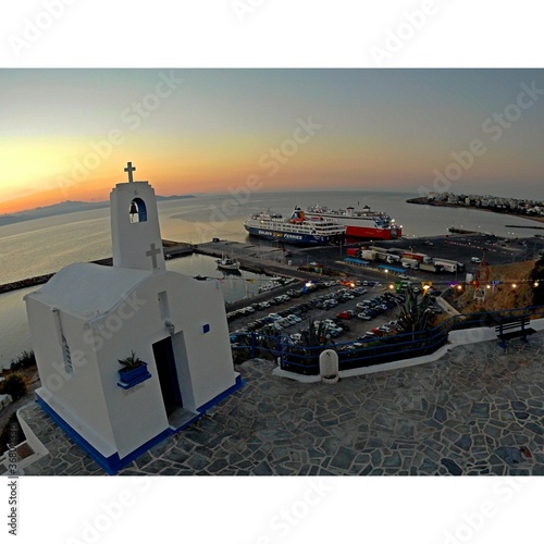 Sunrise at the Chapel of St Nicholas next to the port of Rafina 