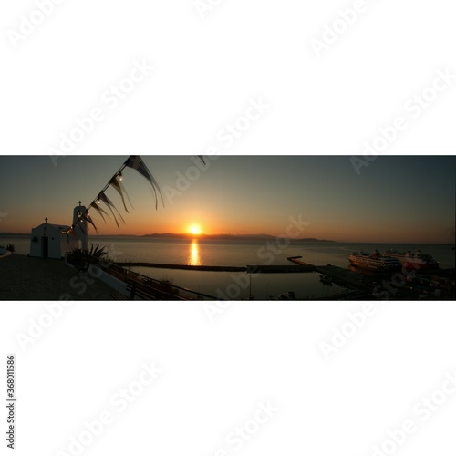 Sunrise at the Chapel of St Nicholas next to the port of Rafina 