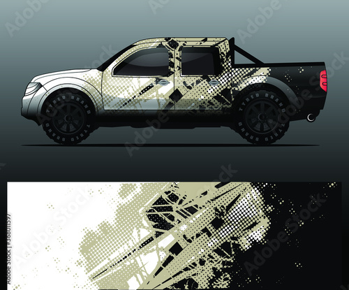truck and vehicle Graphic vector. Racing background for vinyl wrap and decal