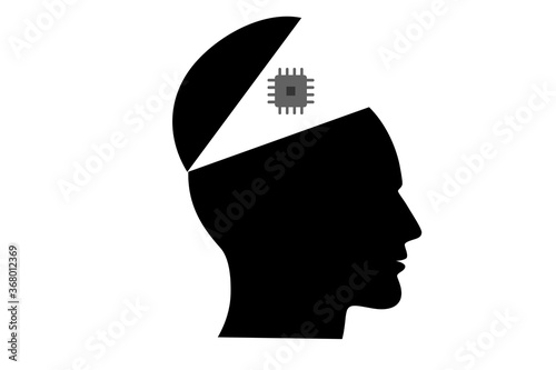 nachdenken icon, Prozessor, Kopf offen