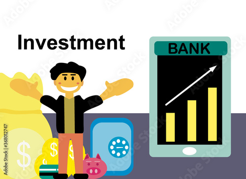 Money investment on smartphone. Modern flat icon vector investment management