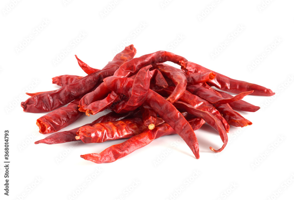 Dried chillies isolated on white background.. Dried chillies isolated on white background..