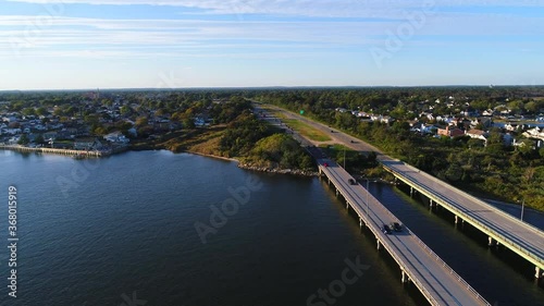 Aerial Shot of Robert Moses Causeway Bridge photo