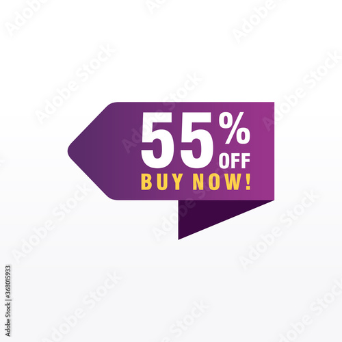 55 discount, Sales Vector badges for Labels, , Stickers, Banners, Tags, Web Stickers, New offer. Discount origami sign banner