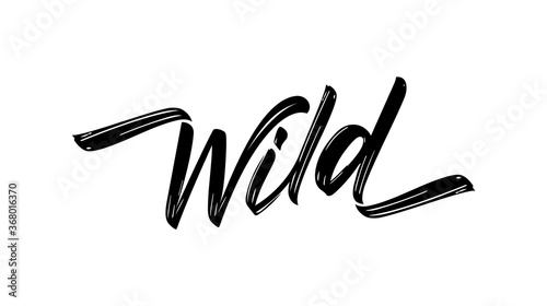 Vector Hand drawn brush calligraphic lettering of Wild on white background