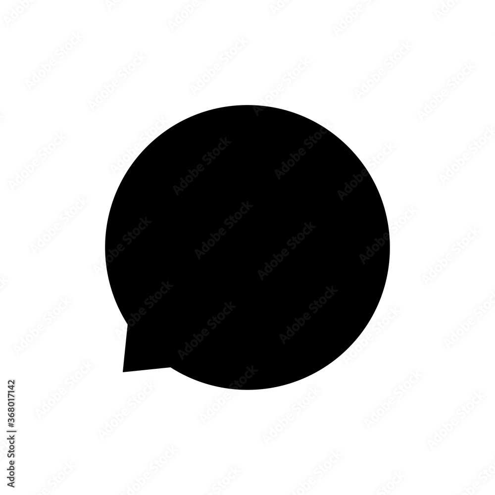 speech bubble circle isolated on white, speech balloon sign of communication symbol, black and white speech bubble for talk text,  balloon message icon, dialog chatting graphic for icon talk