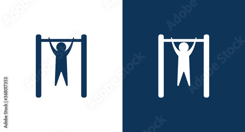 Man doing pull-ups on horizontal bar icon vector