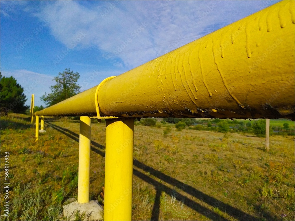 yellow gas pipeline in field