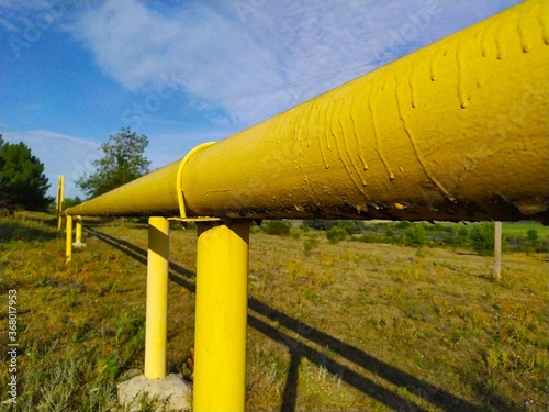 yellow gas pipeline in field