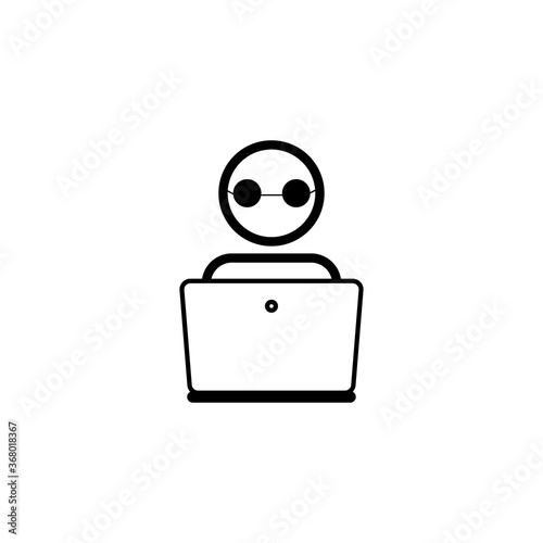 Computer for the blind and visually impaired sign. Man in glasses at a laptop sign. eps ten