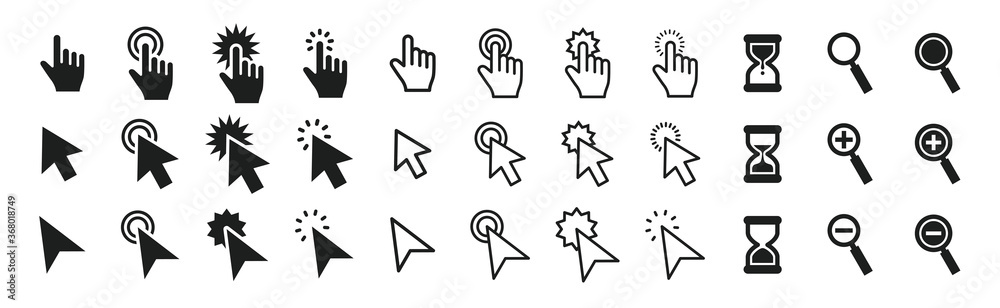 Cursor icon set of various shapes Cursor icon set of various shapes