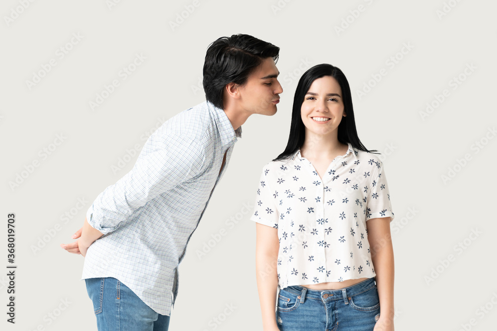 Smiling Woman Waiting For Kiss From Boyfriend Smiling Woman Waiting For Kiss From Boyfriend