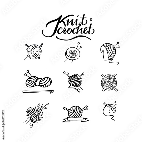 Knit and crochet icon  lable set