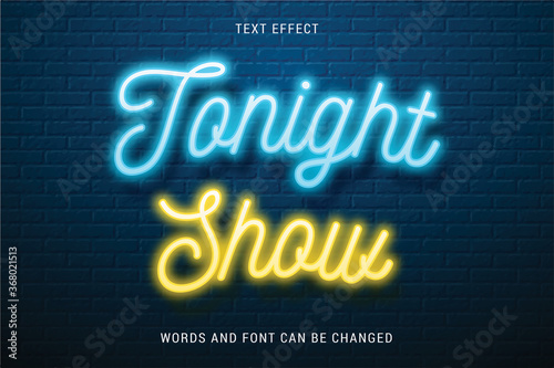 Shiny text effect 100% editable isolated on brick background vector image