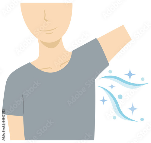 脇の下が清潔な男性　ワキガや体臭の改善　フラットデザイン