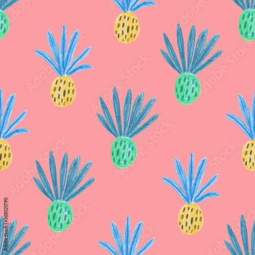 Colorful seamless pattern with pineapples
