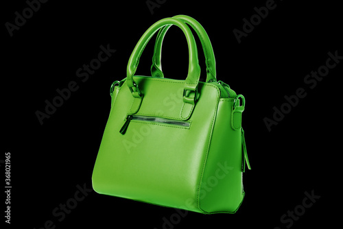 Glamorous small women's handbag with bright green eco leather