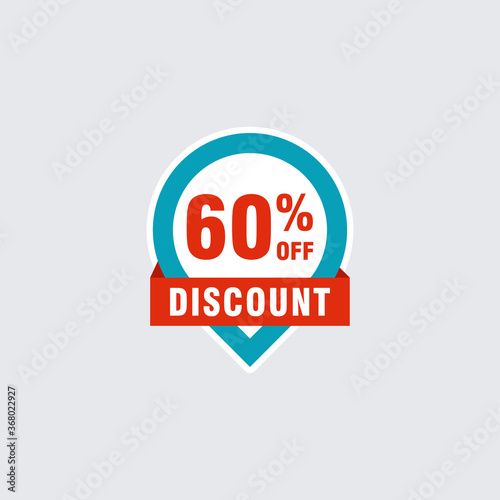60 discount, Sales Vector badges for Labels, , Stickers, Banners, Tags, Web Stickers, New offer. Discount origami sign banner