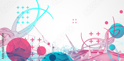 Microbiology virus science 3d vector. Microscopic bacteria. Bacterium microorganism, viruses and microbes background.