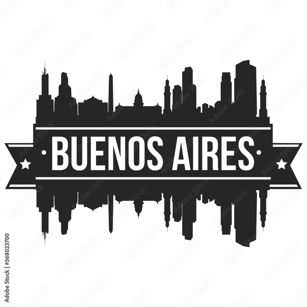Buenos Aires Skyline Stamp Silhouette City Design Vector.
