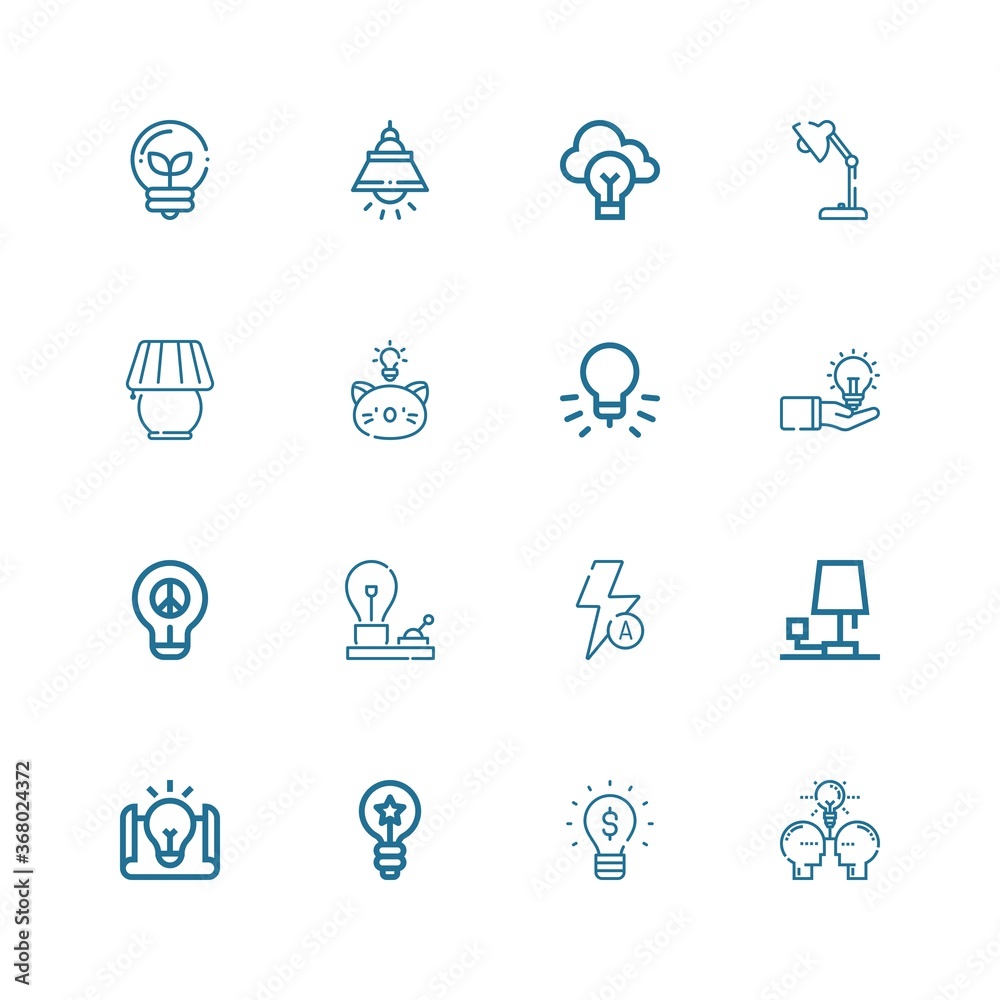 Editable 16 fluorescent icons for web and mobile Editable 16 fluorescent icons for web and mobile