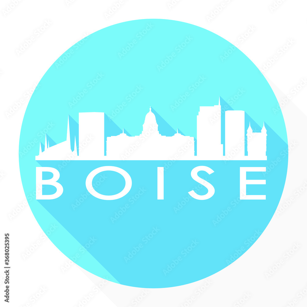 Boise Idaho USA Flat Icon Skyline Silhouette Design City Vector Art. 