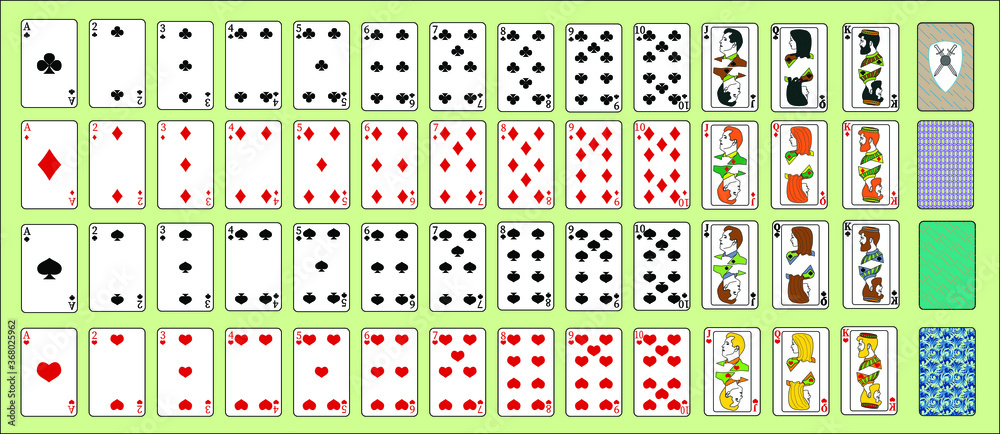 Poker playing cards full deck - obrazy, fototapety, plakaty 