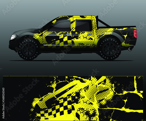 truck and vehicle Graphic vector. Racing background for vinyl wrap and decal