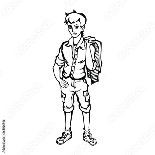 Vector image of a young man with a jacket