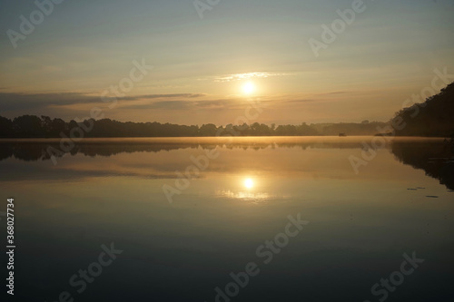 Morning fog at lake Paelitzsee, Mecklenburg lake district.     © Sahara Frost