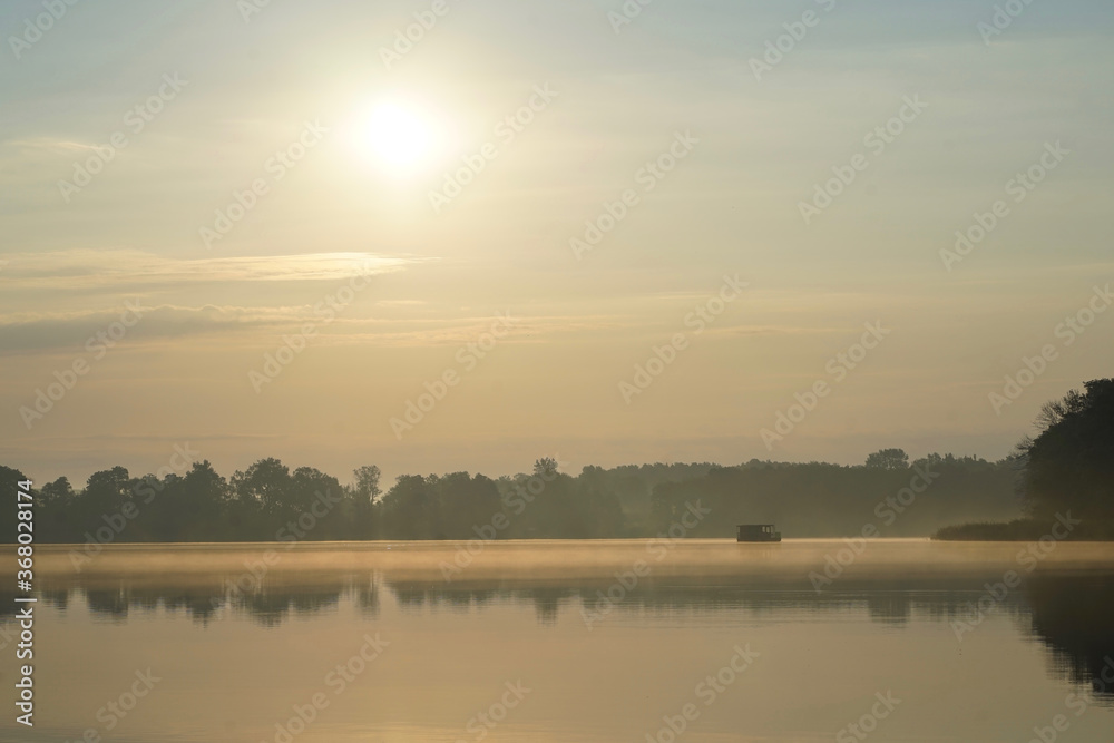 custom made wallpaper toronto digitalMorning fog at lake Paelitzsee, Mecklenburg lake district.    