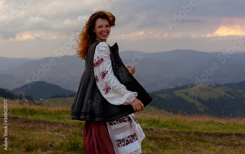 attractive girl high in the carpathians
