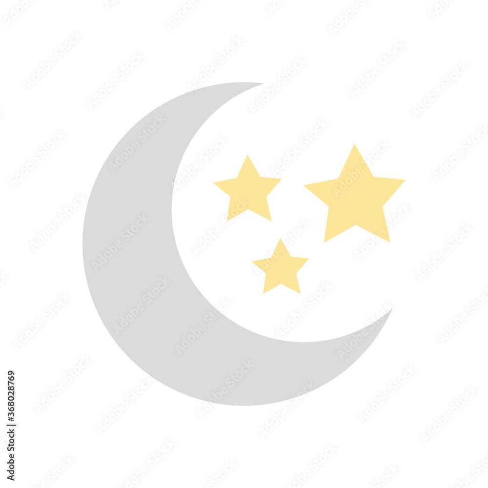 half moon and stars icon, flat style half moon and stars icon, flat style